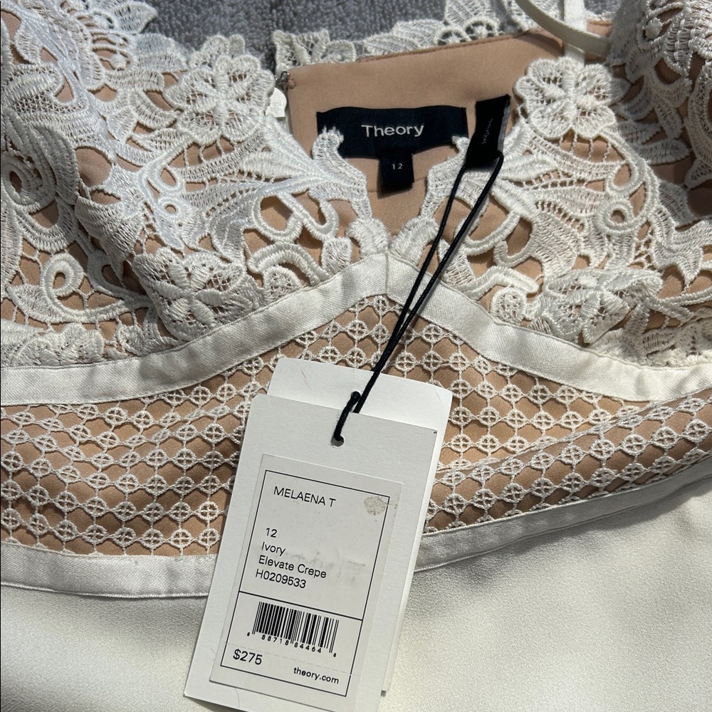 Theory Lace Detail Cream Chemise - Picture 2 of 4